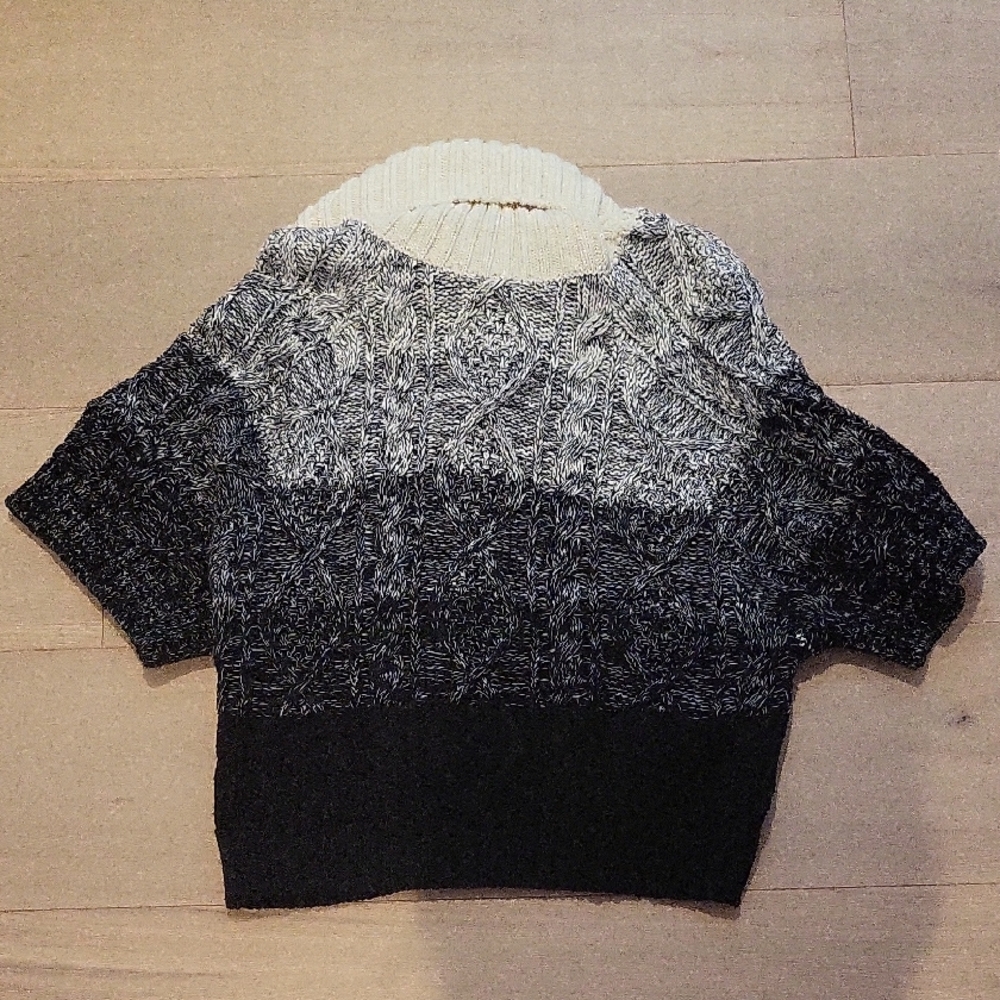 Elegant Black and White Cowl Neck Sweater